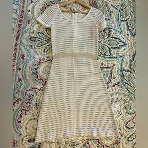 Sparrow Anthropologie Winter White & Gold Short Sleeve Sweater Dress